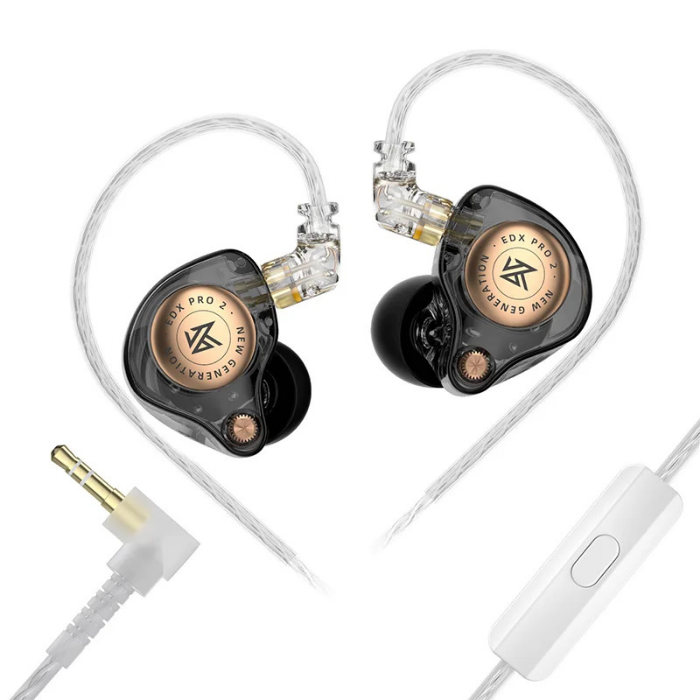 KZ EDX Pro 2 In-Ear Monitors (no mic) | Dynamic Driver IEMs | Hi-Fi Earphones | Detachable Cable | Professional Audio | Audiophile Earbuds | Studio Monitor Headphones