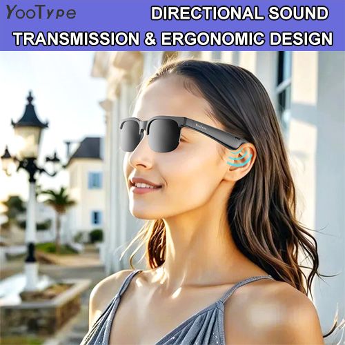 YooType YJ-02 Smart Glasses Wireless Bluetooth 5.3 Calling Music Playback Voice Assistant Remote Control Built-in Mic & Open Ear Speakers IPX4 Waterproof Sunglasses Comfortable and Secure Fit