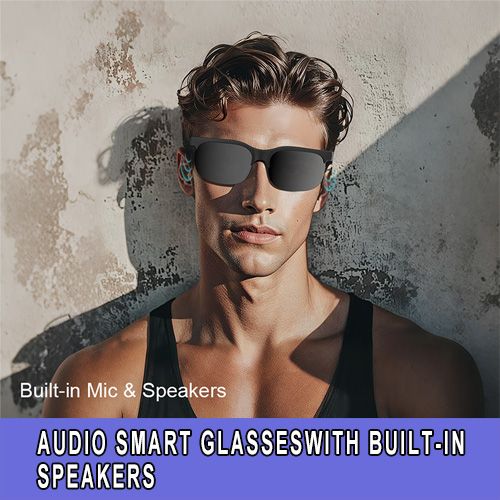 YooType YJ-02 Smart Glasses Wireless Bluetooth 5.3 Calling Music Playback Voice Assistant Remote Control Built-in Mic & Open Ear Speakers IPX4 Waterproof Sunglasses Comfortable and Secure Fit