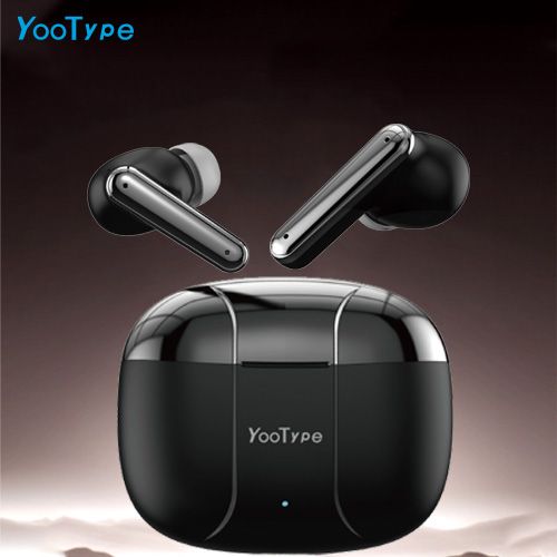 YooType K14 Wireless Bluetooth Earphones True Wireless Earbuds for Noise Suppression Pure Bass Sound 400mAh with Intelligent Touch in Black with Mic Earpods Suitable for ios Android and Windows