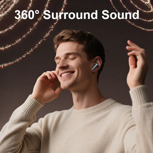 YooType K14 Wireless Bluetooth Earphones True Wireless Earbuds for Noise Suppression Pure Bass Sound 400mAh with Intelligent Touch in Black with Mic Earpods Suitable for ios Android and Windows