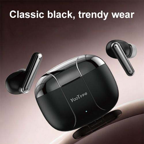 YooType K14 Wireless Bluetooth Earphones True Wireless Earbuds for Noise Suppression Pure Bass Sound 400mAh with Intelligent Touch in Black with Mic Earpods Suitable for ios Android and Windows