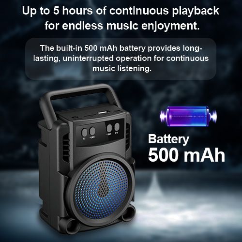 YooType GTS1360 Portable Bluetooth Speaker Wireless Speakers 5W Power with FM Radio TWS USB Playback TF Card Sound Box 500 mAh 360 Surround Sound High-quality Black