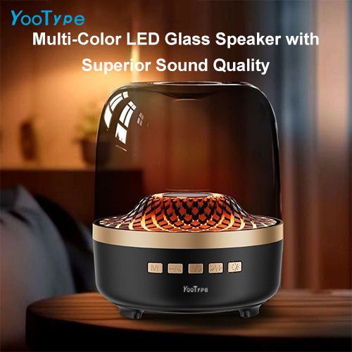 Portable Bluetooth Speaker YooType RGB Colorful Lights Wireless Soundbox Super High Bass Crystal Clear Stereo TWS USB TF Card AUX Support 360 Surround Sound Outdoor Party Home Black Gold