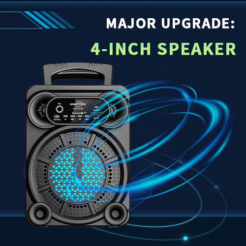 YooType GTS1638 Portable Wireless Bluetooth Speaker With Microphone FM Radio TWS USB Playback TF Card Sound Box Colorful Lights 500mAh 360 Surround Sound High-quality Black