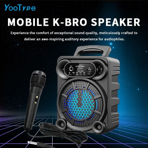 YooType GTS1638 Portable Wireless Bluetooth Speaker With Microphone FM Radio TWS USB Playback TF Card Sound Box Colorful Lights 500mAh 360 Surround Sound High-quality Black