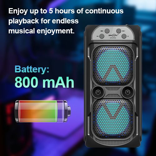 YooType GTS2165 Dual-Channel Stereo Speaker Portable Wireless Bluetooth Speaker with FM Radio TWS USB Playback TF Card Sound Box 800mAh Colorful Light 360 Surround Sound High-quality Black