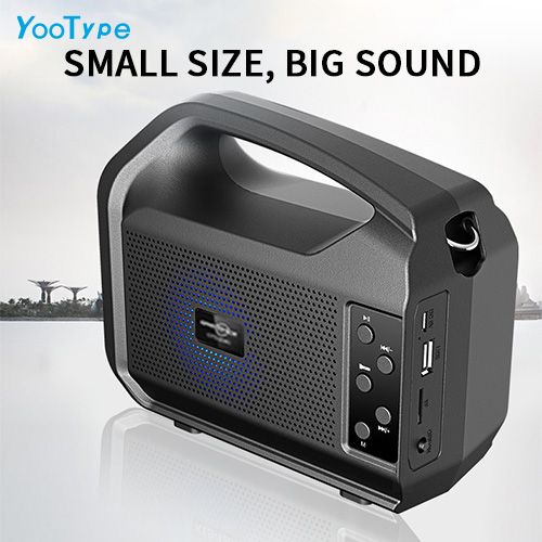 YooType GTS2040 Solar Charging Speakers Portable Wireless Bluetooth Speaker with Emergency Light Flashlight & Solar Panel & FM Radio TWS USB Playback TF Card Sound Box 1200mAh Waterproof Design Black