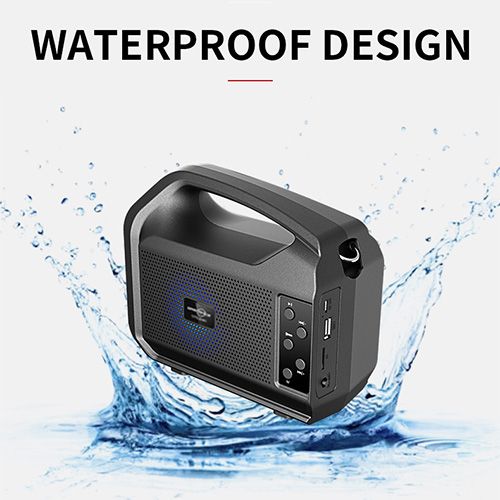 YooType GTS2040 Solar Charging Speakers Portable Wireless Bluetooth Speaker with Emergency Light Flashlight & Solar Panel & FM Radio TWS USB Playback TF Card Sound Box 1200mAh Waterproof Design Black