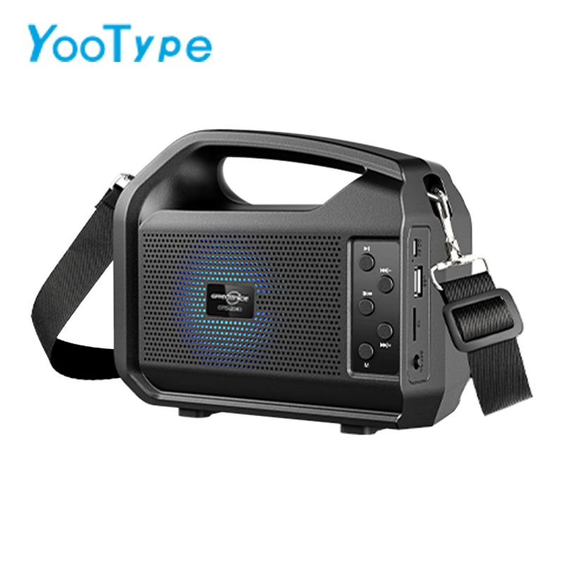 YooType GTS2040 Solar Charging Speakers Portable Wireless Bluetooth Speaker with Emergency Light Flashlight & Solar Panel & FM Radio TWS USB Playback TF Card Sound Box 1200mAh Waterproof Design Black