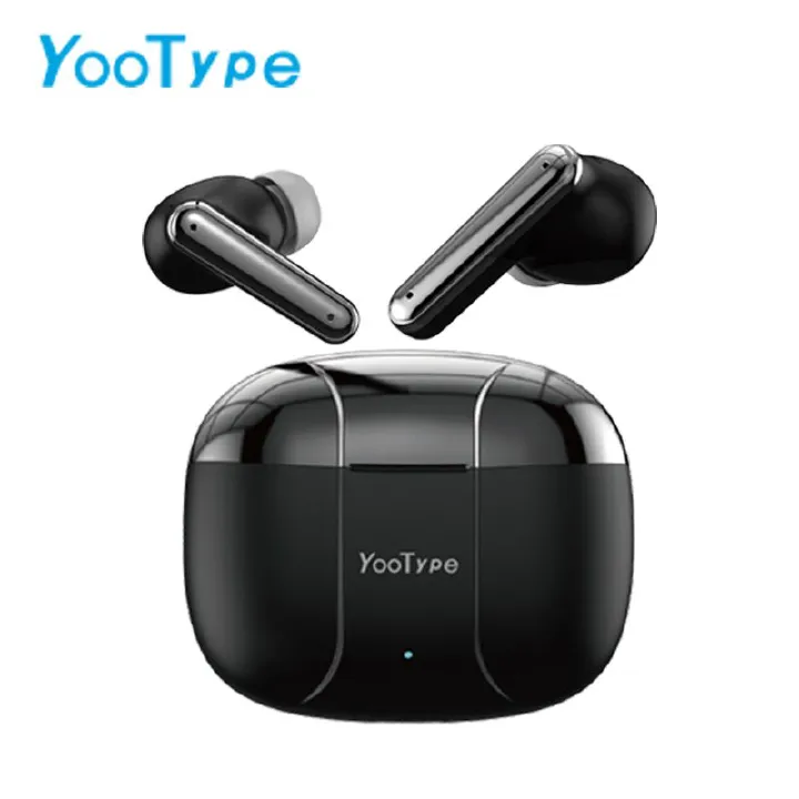 YooType K14 Wireless Bluetooth Earphones True Wireless Earbuds for Noise Suppression Pure Bass Sound 400mAh with Intelligent Touch in Black with Mic Earpods Suitable for ios Android and Windows
