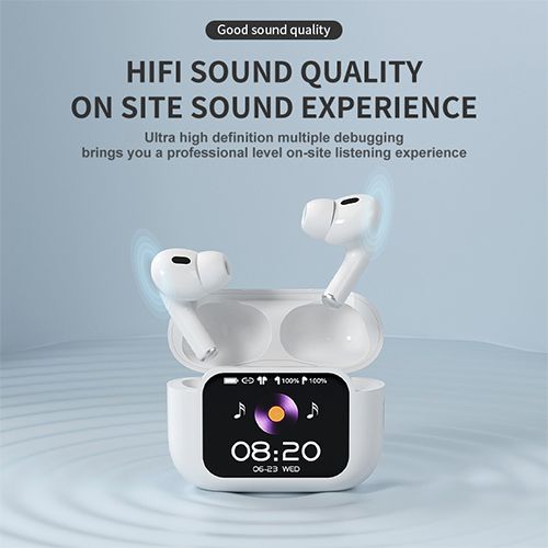 YooType E11 Touch Screen Wireless Earphones Color Display Smart ANC Noise Cancelling Bluetooth Earbuds HD Voice Call Deep Bass Stereo Sound Wireless Charging Case 36H Playtime for iOS Android Phones