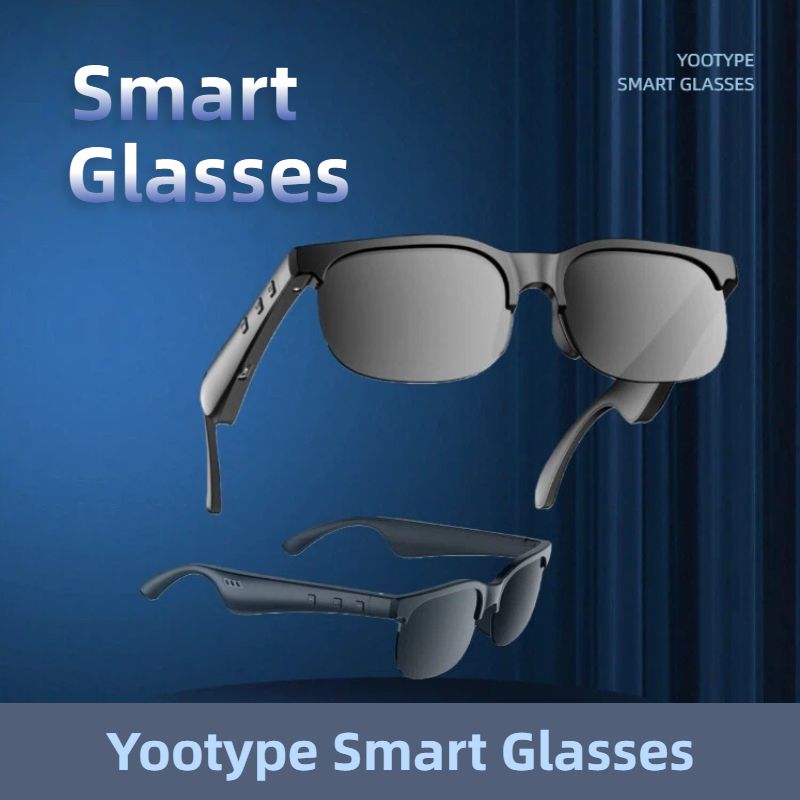YooType YJ-02 Smart Glasses Wireless Bluetooth 5.3 Calling Music Playback Voice Assistant Remote Control Built-in Mic & Open Ear Speakers IPX4 Waterproof Sunglasses Comfortable and Secure Fit
