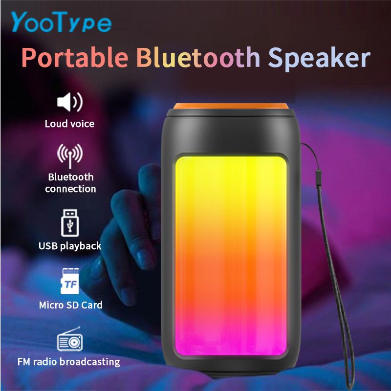 YooType GTS1731 Portable Bluetooth Wireless Speaker with FM Radio Colorful Lights USB TF Card Sound Box Surround Loudspeaker Subwoofer Wireless Speakers bluetooth speaker portable