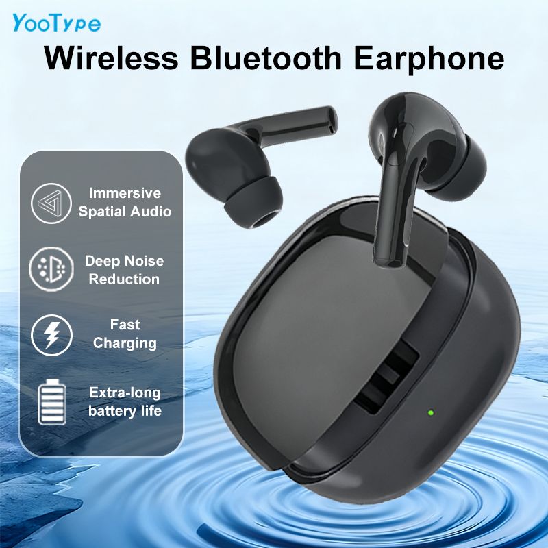 YooType K29 Wireless Bluetooth Earphones TWS Stereo Earbuds with Microphone Bass ,Headset Wired Earpods for Noise Suppression In-Ear 300mAh Black Suitable for ios Android and Windows