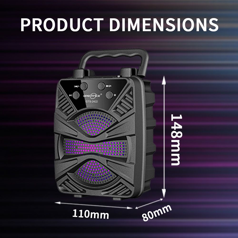 YooType GTS2422 Portable Bluetooth Speaker with Phone Holder Stand, 5W Wireless Speaker with FM Radio, TWS, USB/TF Card Playback, 360 Surround Sound, Black