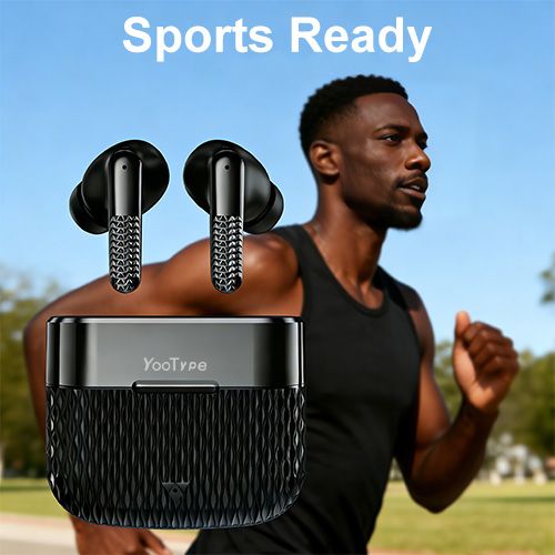 Wireless Earbuds Bluetooth 5.4 YooType K25 Hi-Fi Stereo Deep Bass Headphones 12H Playtime Waterproof Sport Earphones with Mic Crystal Clear Call Universal Compatibility for iPhone Android Black