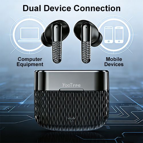Wireless Earbuds Bluetooth 5.4 YooType K25 Hi-Fi Stereo Deep Bass Headphones 12H Playtime Waterproof Sport Earphones with Mic Crystal Clear Call Universal Compatibility for iPhone Android Black