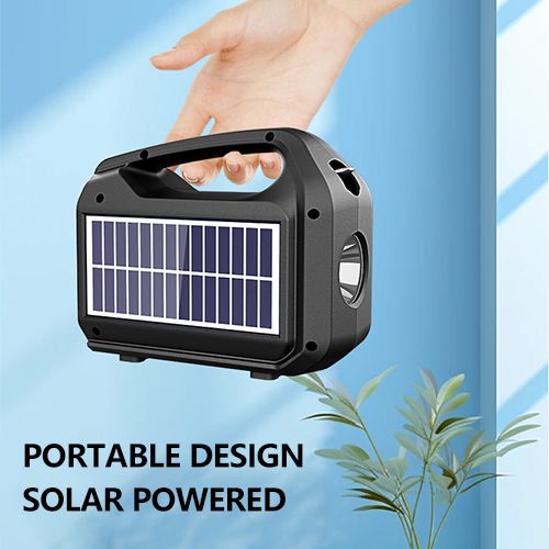 YooType GTS2040 Solar Charging Speakers Portable Wireless Bluetooth Speaker with Emergency Light Flashlight & Solar Panel & FM Radio TWS USB Playback TF Card Sound Box 1200mAh Waterproof Design Black