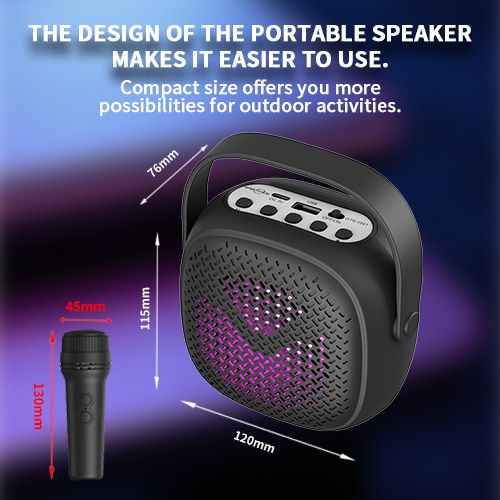 Portable Karaoke Speaker YooType GTS1941 Wireless Microphone RGB LED Lights High Bass Bluetooth Soundbox TWS USB TF Support Outdoor Party Speaker Home Entertainment Long Battery Life Crystal Clear Sou