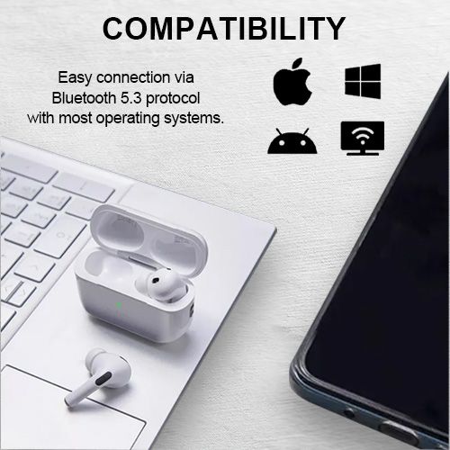 YooType Wireless Bluetooth Earbuds 5.3 Triple Noise Cancellation Headphones Hi-Res Audio Stereo Sound 5H Playtime Multi-Size Ear Tips White In Ear Sports Earphones with Mic Touch Control iOS Android