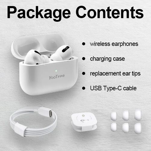 YooType Wireless Bluetooth Earbuds 5.3 Triple Noise Cancellation Headphones Hi-Res Audio Stereo Sound 5H Playtime Multi-Size Ear Tips White In Ear Sports Earphones with Mic Touch Control iOS Android