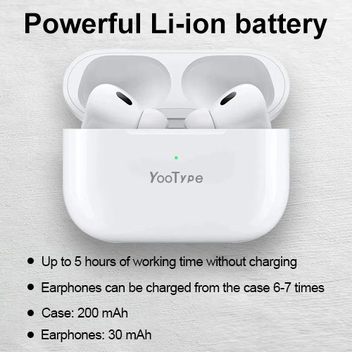 YooType Wireless Bluetooth Earbuds 5.3 Triple Noise Cancellation Headphones Hi-Res Audio Stereo Sound 5H Playtime Multi-Size Ear Tips White In Ear Sports Earphones with Mic Touch Control iOS Android