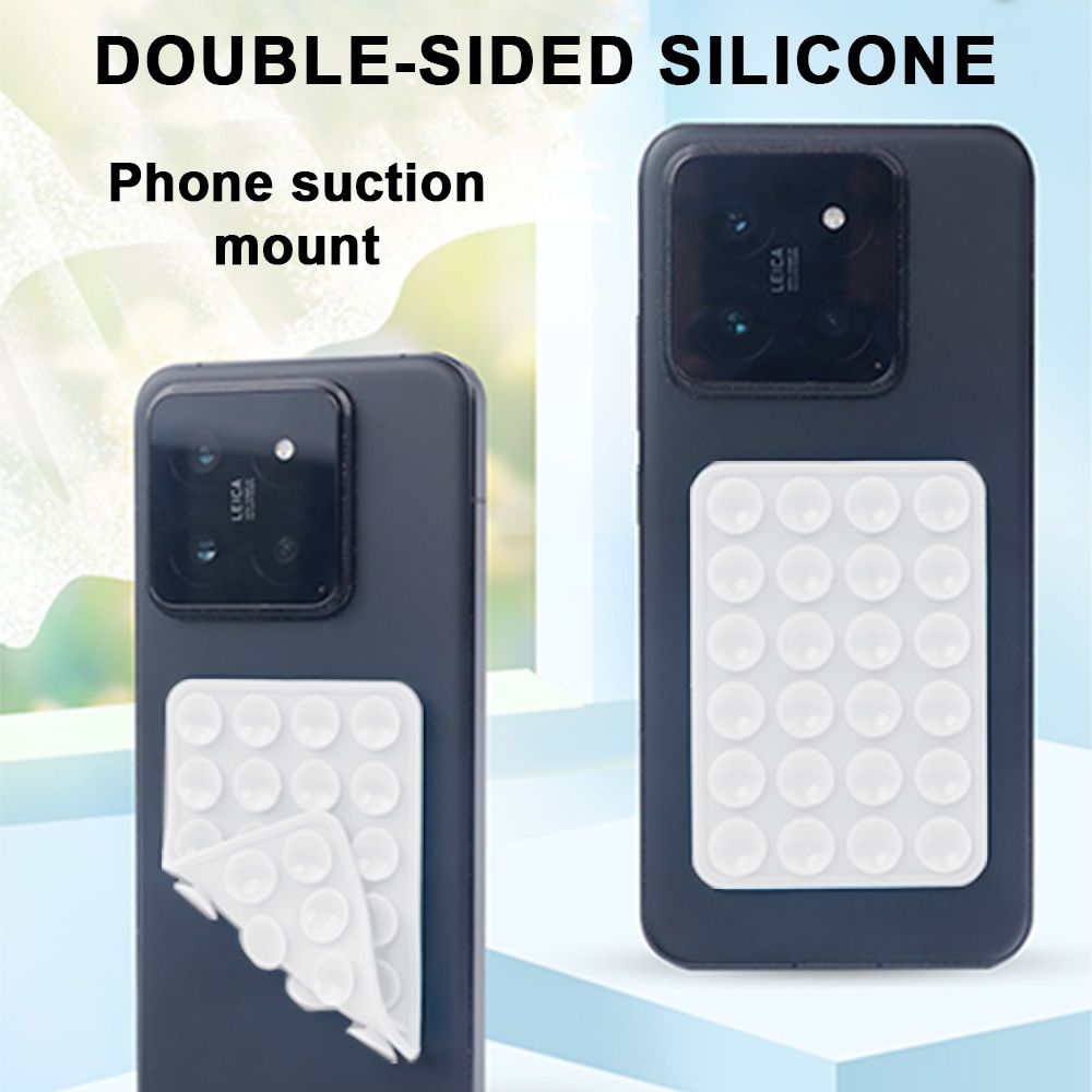 Portable Double-Sided Silicone Suction Cup Phone Holder, Non-Slip Hands-Free Suction Mount Sticker for Cell Phone Case, Compatible with iPhone, Android, Great for Mirror, Glass, Shower, Car