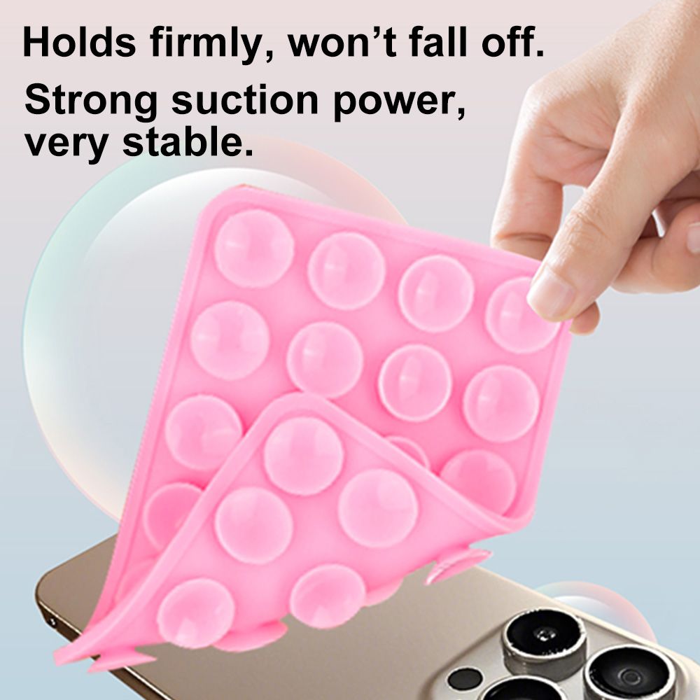 Portable Double-Sided Silicone Suction Cup Phone Holder, Non-Slip Hands-Free Suction Mount Sticker for Cell Phone Case, Compatible with iPhone, Android, Great for Mirror, Glass, Shower, Car