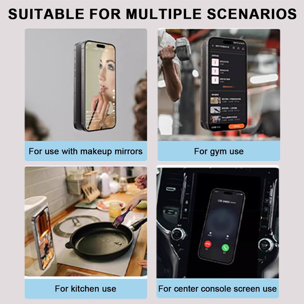 Portable Double-Sided Silicone Suction Cup Phone Holder, Non-Slip Hands-Free Suction Mount Sticker for Cell Phone Case, Compatible with iPhone, Android, Great for Mirror, Glass, Shower, Car