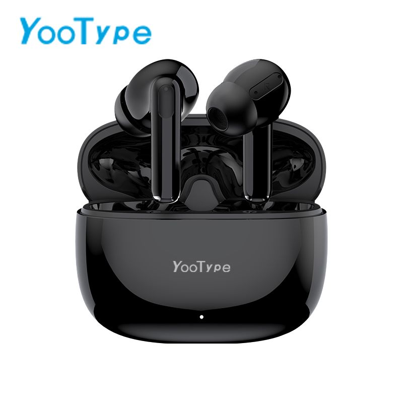 YooType S31 5.4 Wireless Headest Bluetooth Earphones,ENC Stereo Earpods with Microphone Bass Noise Suppression In-Ear 300mAh Black 20 Hours Operation Black Suitable for ios Android and Windows