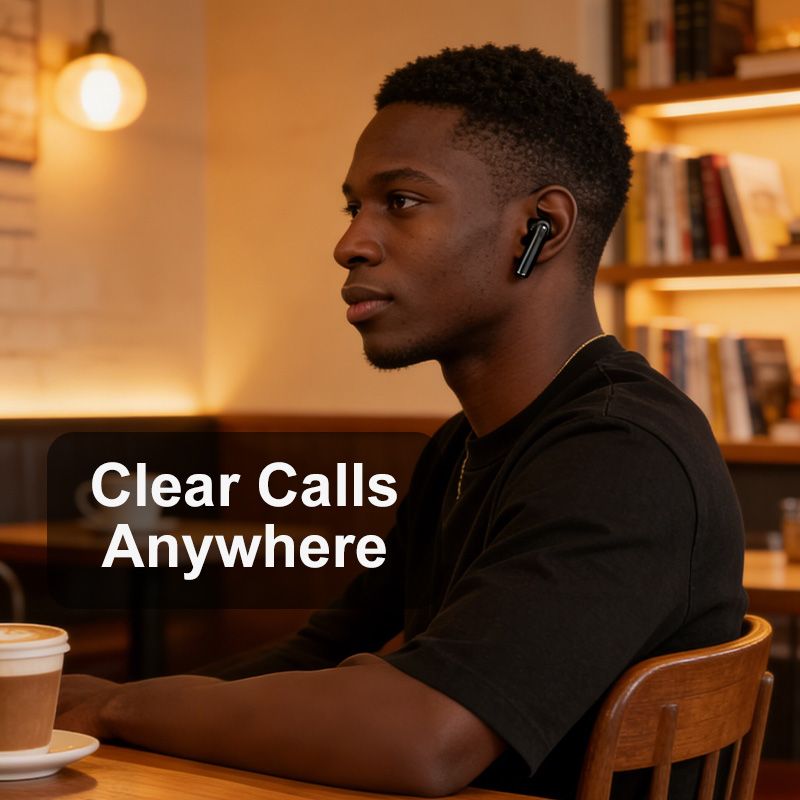 YooType S31 5.4 Wireless Headest Bluetooth Earphones,ENC Stereo Earpods with Microphone Bass Noise Suppression In-Ear 300mAh Black 20 Hours Operation Black Suitable for ios Android and Windows