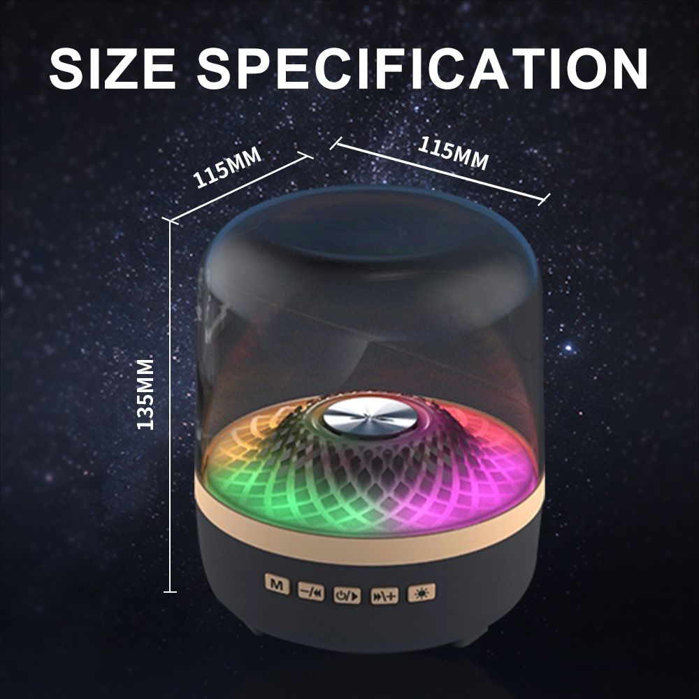 Portable Bluetooth Speaker YooType RGB Colorful Lights Wireless Soundbox Super High Bass Crystal Clear Stereo TWS USB TF Card AUX Support 360 Surround Sound Outdoor Party Home Black Gold