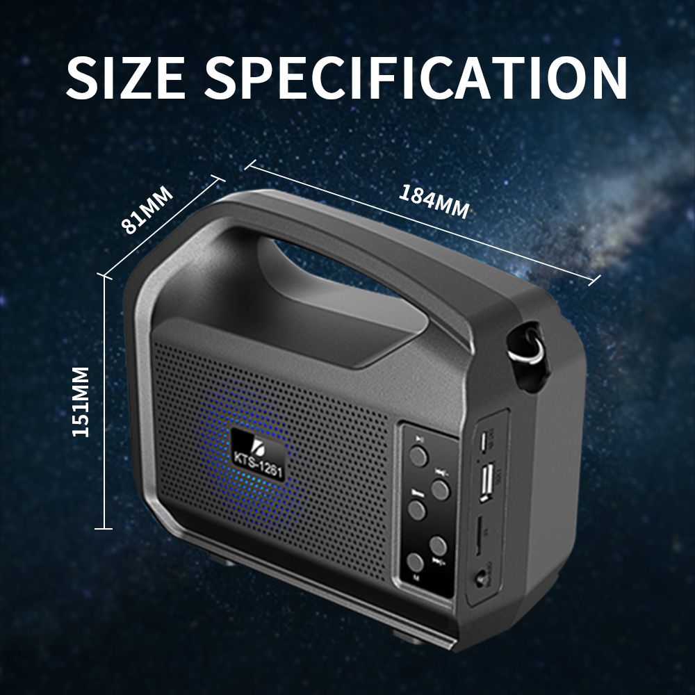 YooType Solar Charging Speakers Portable Wireless Bluetooth Speaker with Emergency Light Flashlight & Solar Panel & FM Radio TWS USB Playback TF Card Sound Box 1200mAh Waterproof Design Black