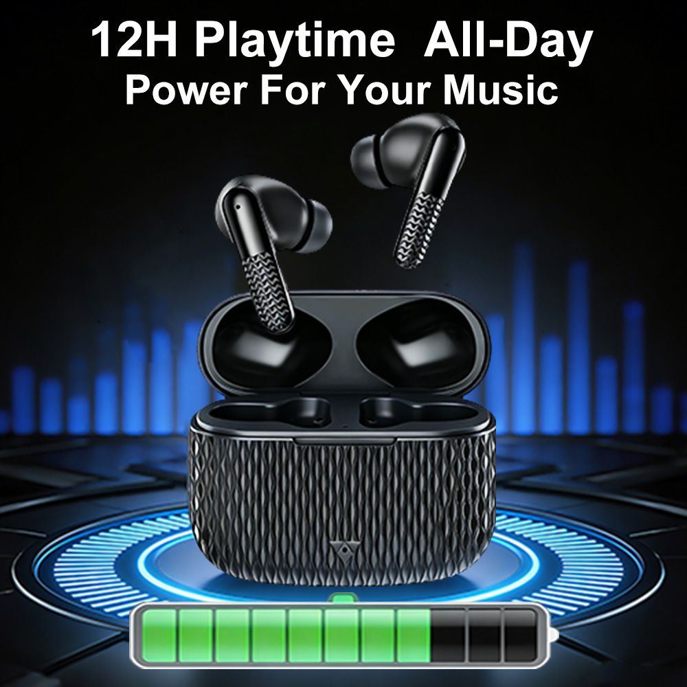 Wireless Earbuds Bluetooth 5.4 YooType K25 Hi-Fi Stereo Deep Bass Headphones 12H Playtime Waterproof Sport Earphones with Mic Crystal Clear Call Universal Compatibility for iPhone Android Black