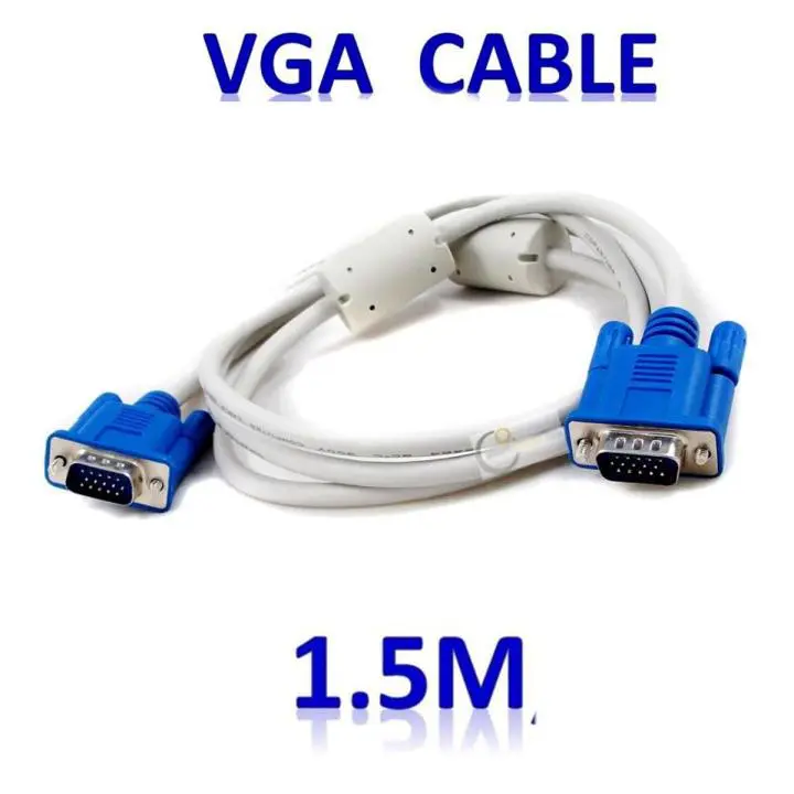 Original white HD 1080P VGA to VGA Cable 1.5M – Male to Male Video Extension for Laptop, PC, TV Box, Monitor & Projector