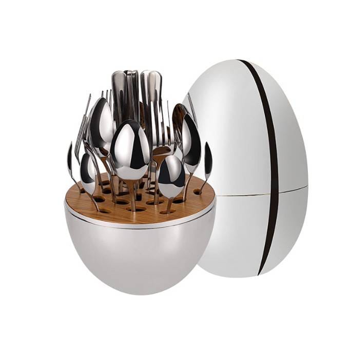 Egg shaped silver cutlery spoons