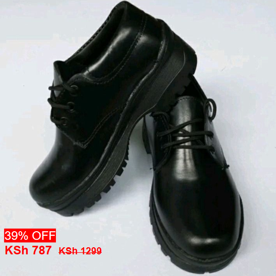 OFFER OFFER! UNISEX GENUINE LEATHER SCHOOL SHOES FOR BOYS & GIRLS, LIGHTWEIGHT, DURABLE, COMFORTABLE ALL-DAY, TOUGHEES STYLE, SOLID BLACK, PERFECT FOR SCHOOL, CASUAL, SPRING & AUTUMN WEAR