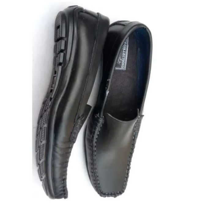 Mens Official Genuine Leather Loafers Shoes Black