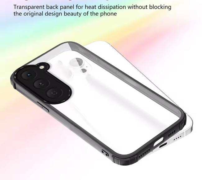 Tecno Spark 40 Pro Plus (+) Transparent, Clear And Colorless With Black Edges Unique And Stylish Heavy Duty Protection Comfortable Grip Phone Case/ Cover