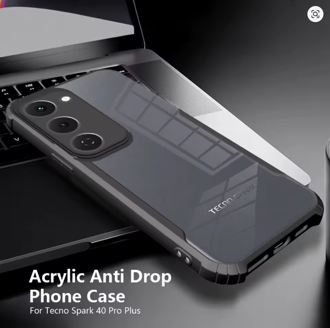 Tecno Spark 40 Pro Plus (+) Transparent, Clear And Colorless With Black Edges Unique And Stylish Heavy Duty Protection Comfortable Grip Phone Case/ Cover