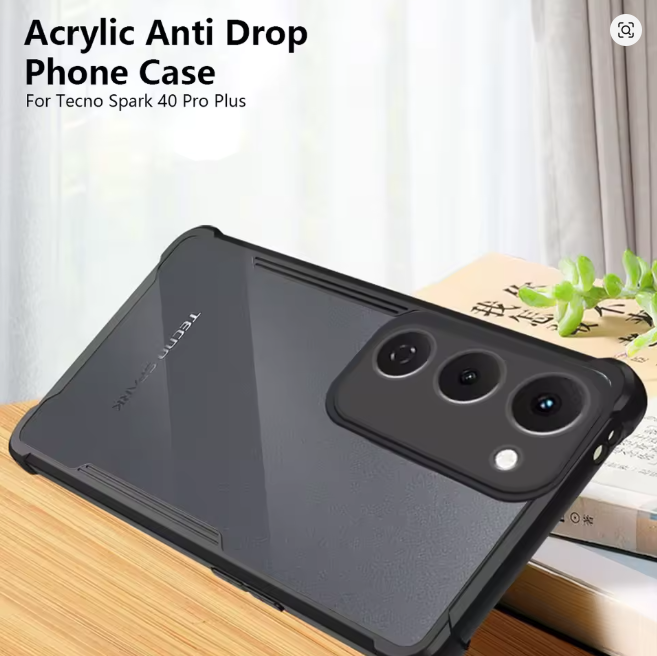 Tecno Spark 40 Pro Plus (+) Transparent, Clear And Colorless With Black Edges Unique And Stylish Heavy Duty Protection Comfortable Grip Phone Case/ Cover