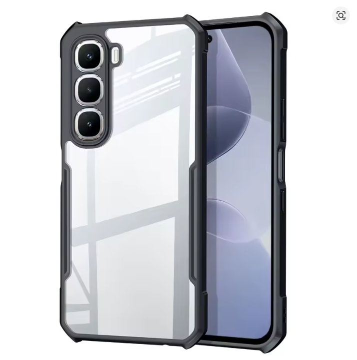 Infinix Hot 50 Pro Plus (+) Transparent, Clear And Colorless With Black Edges Unique And Stylish Heavy Duty Protection Comfortable Grip Phone Case/ Cover