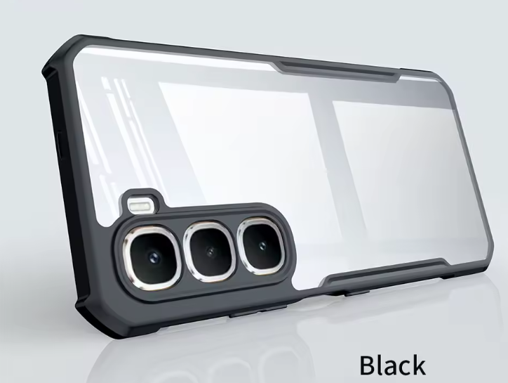 Infinix Hot 50 Pro Plus (+) Transparent, Clear And Colorless With Black Edges Unique And Stylish Heavy Duty Protection Comfortable Grip Phone Case/ Cover