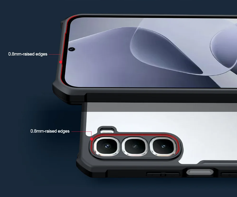 Infinix Hot 50 Pro Plus (+) Transparent, Clear And Colorless With Black Edges Unique And Stylish Heavy Duty Protection Comfortable Grip Phone Case/ Cover