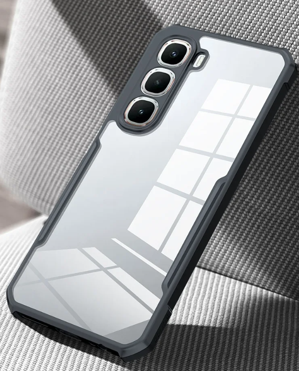 Infinix Hot 50 Pro Plus (+) Transparent, Clear And Colorless With Black Edges Unique And Stylish Heavy Duty Protection Comfortable Grip Phone Case/ Cover