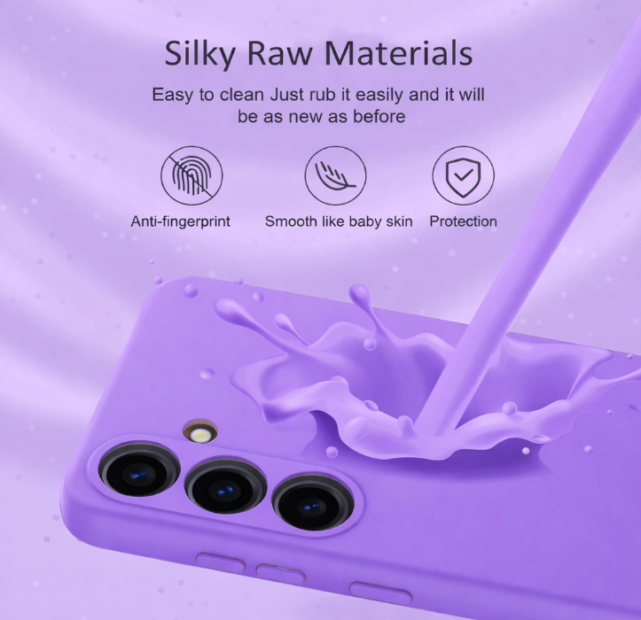 Samsung Galaxy A07, A17, A06, A16, A26, A36, A56, A05, A15, A25, A35, A55, A14, A24, A34, A54,A05s Cover Luxury High Protection Premium and ORIGINAL Silicone Purple Phone Case.