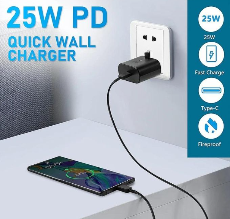 Samsung 25Watts Super Fast Charger, Adapter With Type C Output For Galaxy A06, A07, A17, A16, A26,A36,A56, A05, A05s, A14, A15, A23, A24, A25, A33, A34, A35, A53, A54, A55, A74, S24 Ultra, S25 ultra