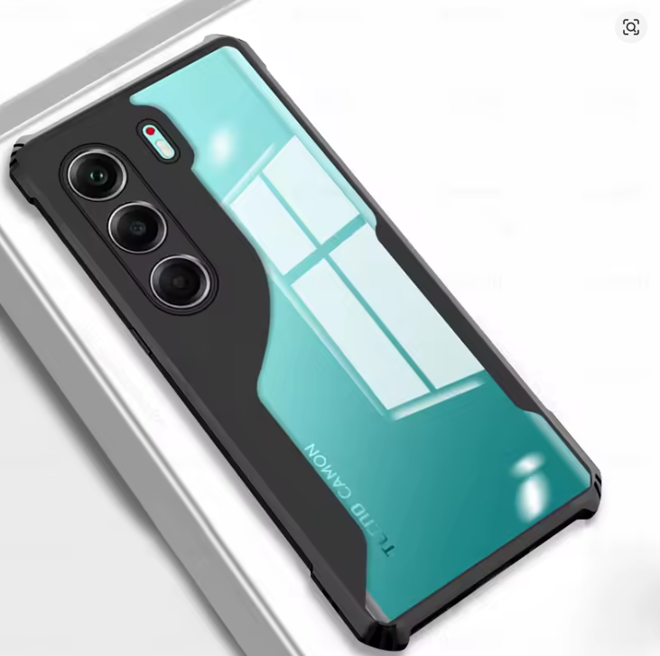 Tecno Camon 40 Transparent, Clear And Colorless With Black Edges Unique And Classy High Protection Phone Case/ Cover