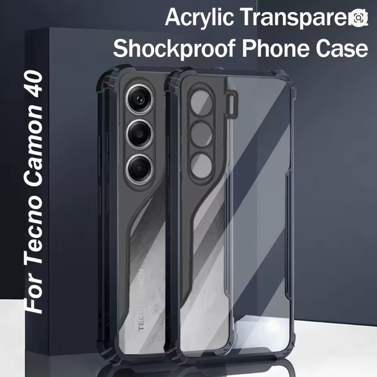 Tecno Camon 40 Transparent, Clear And Colorless With Black Edges Unique And Classy High Protection Phone Case/ Cover